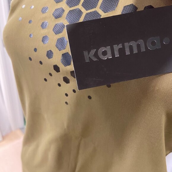 Karma Womens Olive mesh Sleeveless Racerback Top XS - Picture 13 of 16